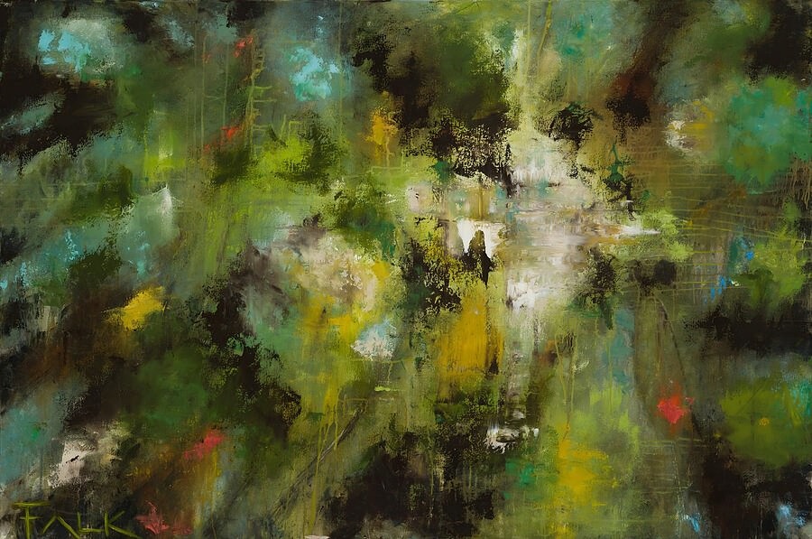 Looking Up — abstract forest painting by Charlene Falk